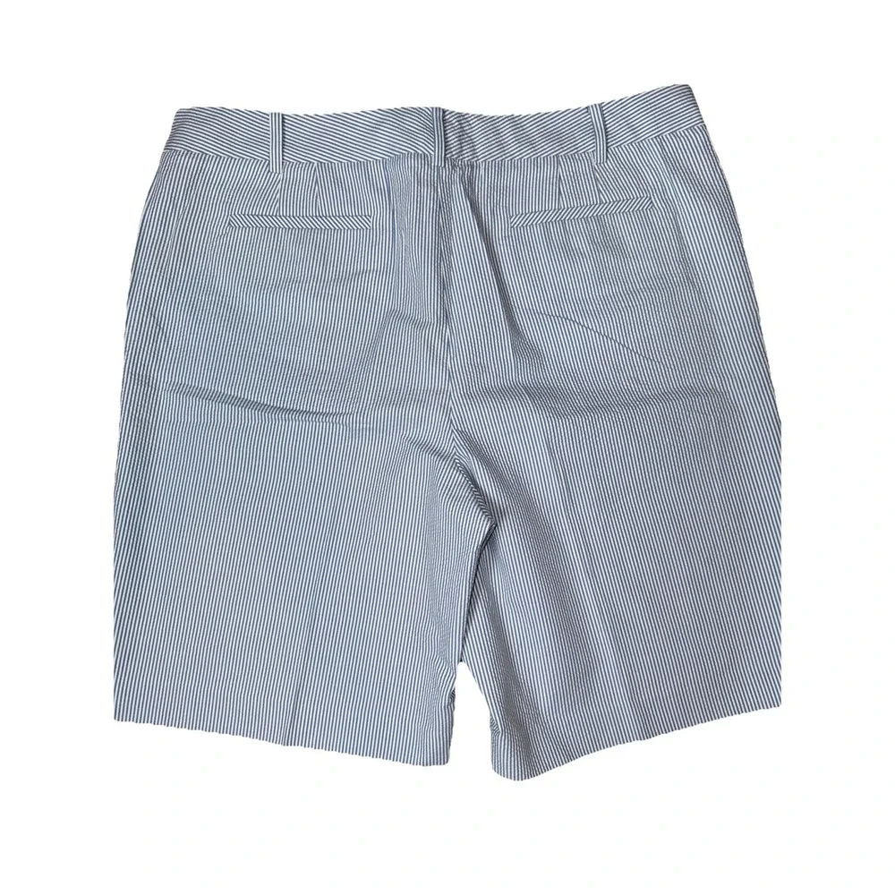 Talbots Women 18 Blue White Stripe 100% Seersucker Bermuda Shorts 10